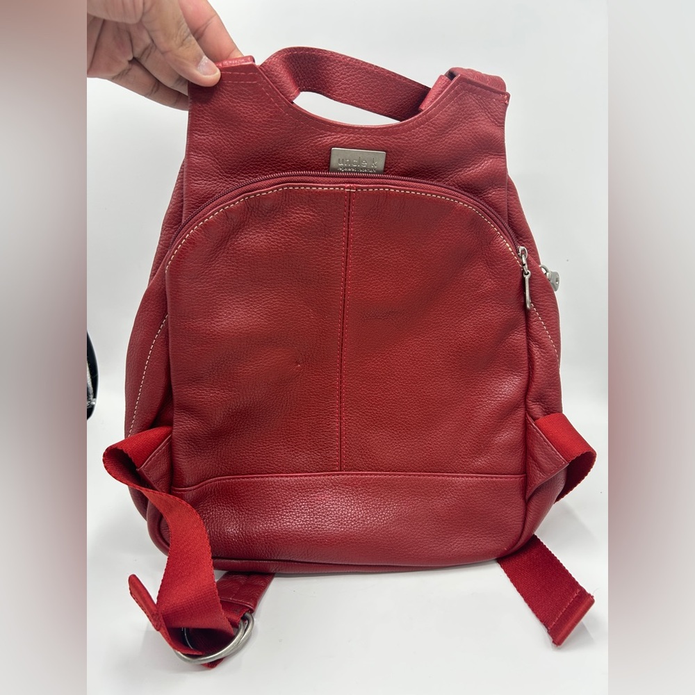 Uncle K Red Leather Backpack